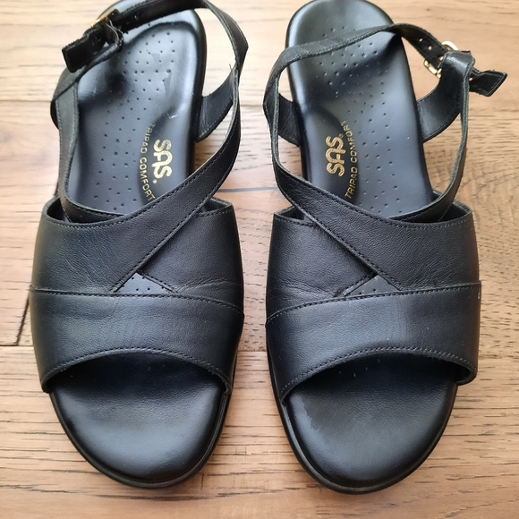 SAS Caress Tripad Comfort Cross Strap Wedge Sandal Black Size 8 - Picture 9 of 16